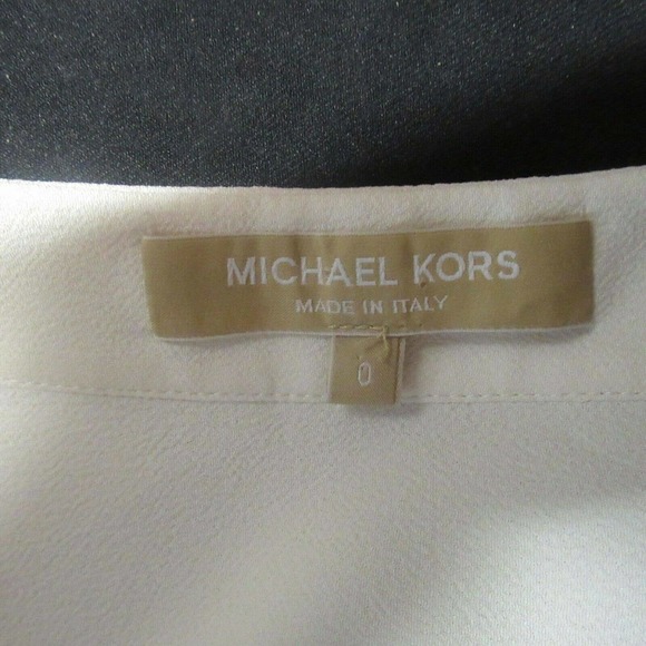 Michael Kors Blouse Cream White Crepe Hi Low Long Sleeve Full Cut Size 0 or XS - Picture 5 of 7